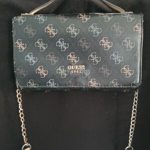 GUESS Crossbody Bag in Black with Gold Accents
